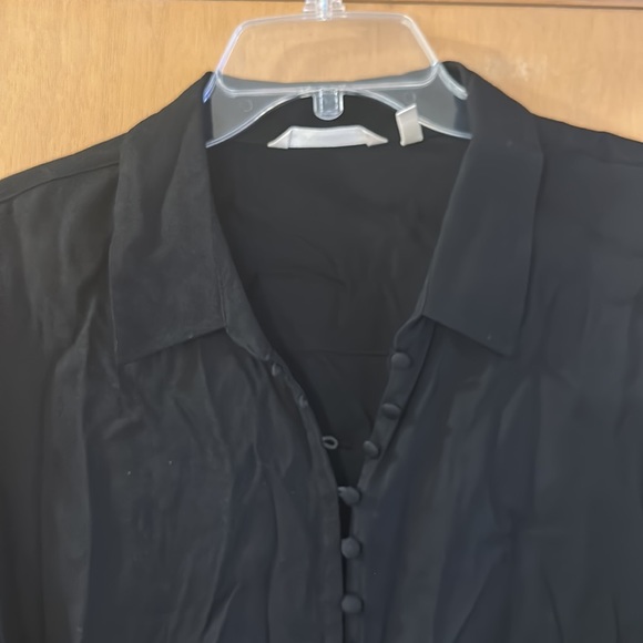 Soft Surroundings Button Down Poet Blouse Ruffle Cuffs Black Size XL - Picture 3 of 11